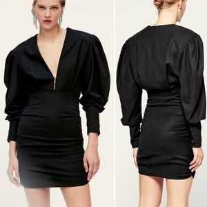 NWT Isabelle Marant Stella Dress Puff Sleeves in Black Cocktail Size 38 (US 6)
